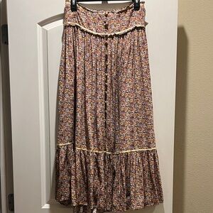 NATURAL LIFE Floral Maxi Skirt in Warm Tones
